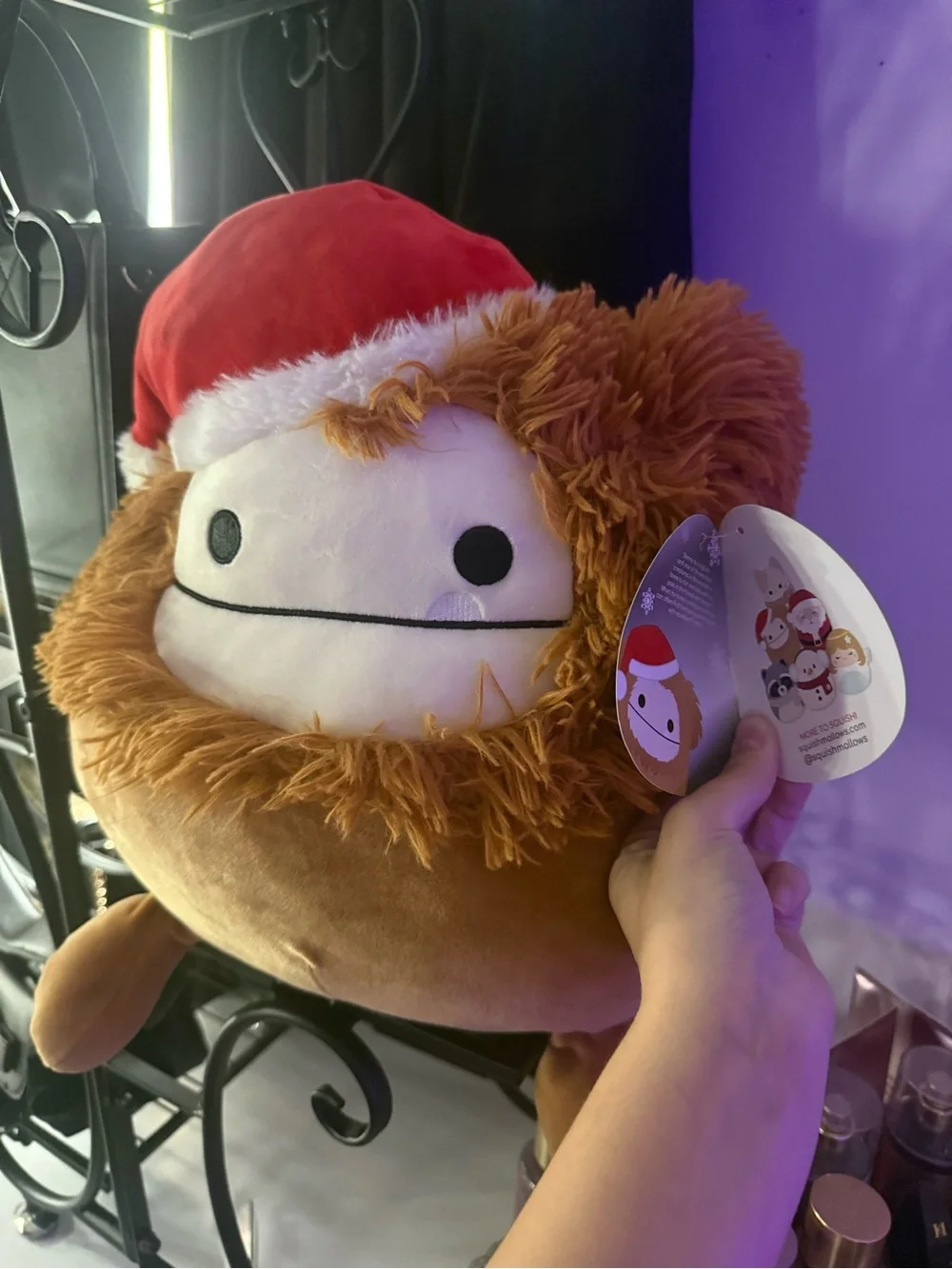 Squishmallows Brown Benny Bigfoot w/Red Santa Hat Holiday Plush Pillow